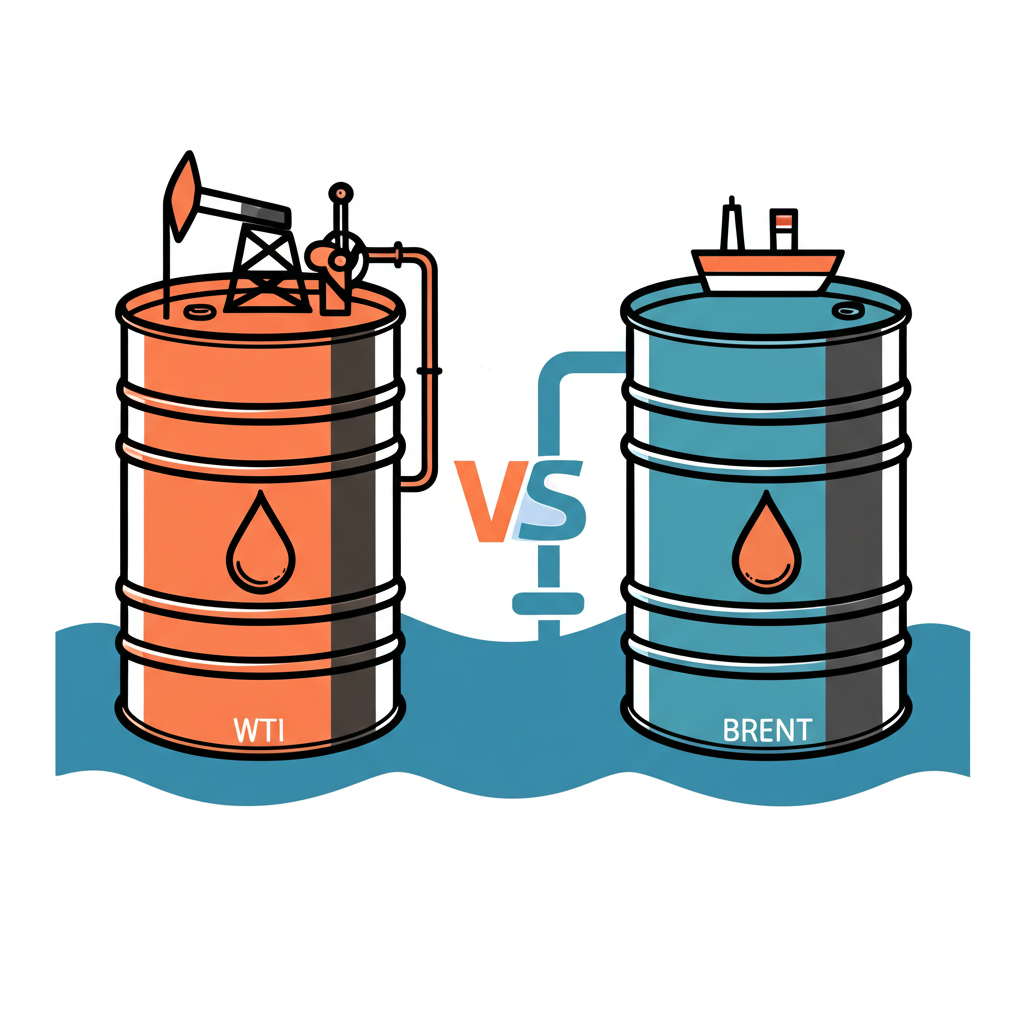 WTI與布蘭特原油比較示意圖