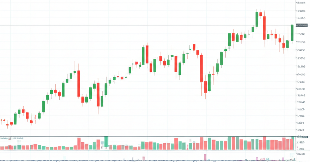 交易平台VOL指標柱狀圖,展示紅綠顏色設定,紅柱代表漲價或量增,綠柱代表跌價或量減