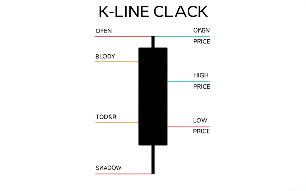 單根K線蠟燭圖標示開盤收盤最高最低價與實體影線