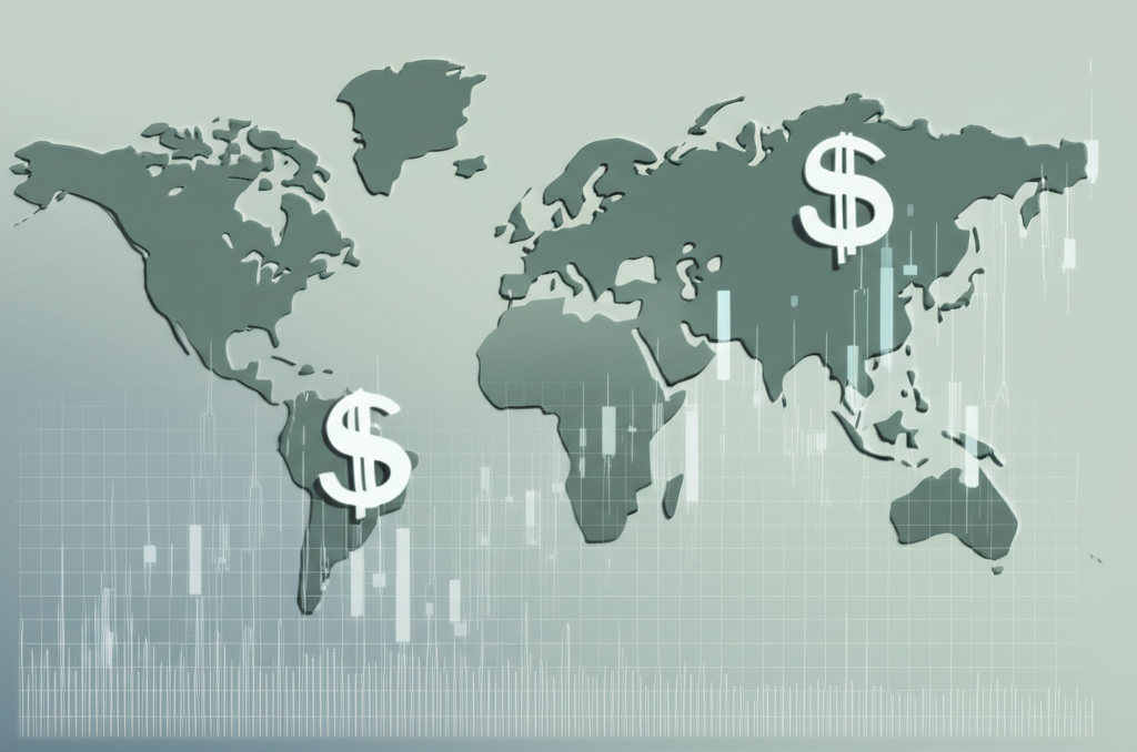 ภาพประกอบสัญลักษณ์เงินปอนด์และดอลลาร์สหรัฐฯ บนแผนที่โลกพร้อมกราฟการเทรด