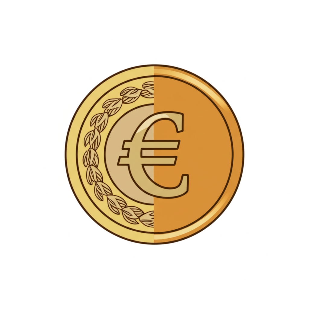 ภาพแสดงการเปลี่ยนผ่านจากเหรียญลีราเก่าไปสู่เหรียญยูโรสมัยใหม่ที่เป็นสัญลักษณ์ของการเปลี่ยนสกุลเงิน
