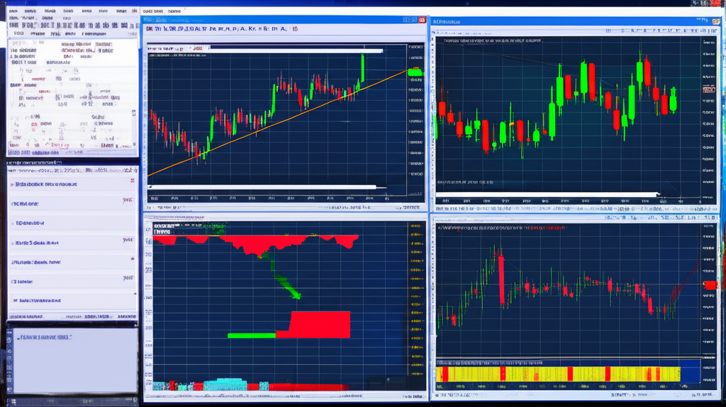 ภาพประกอบของหน้าจอที่แสดงชาร์ต MT5 กับสินทรัพย์ทางการเงินหลากหลายและเครื่องมือวิเคราะห์