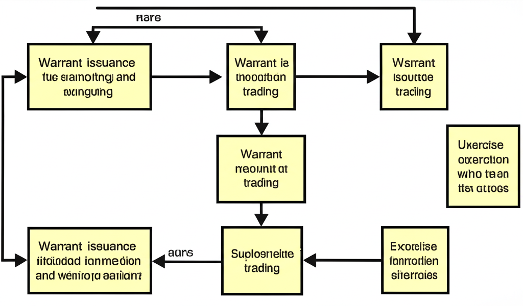 illustration of a flowchart showing warrant issuance trading and exercise process