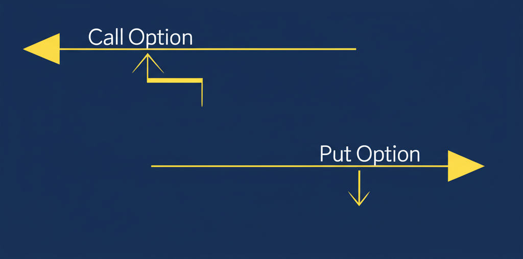 ภาพประกอบสองเส้นทางที่ชัดเจน เส้นหนึ่งติดป้ายคอลออฟชั่นพร้อมลูกศรขึ้น และอีกเส้นติดป้ายพุทออฟชั่นพร้อมลูกศรลง