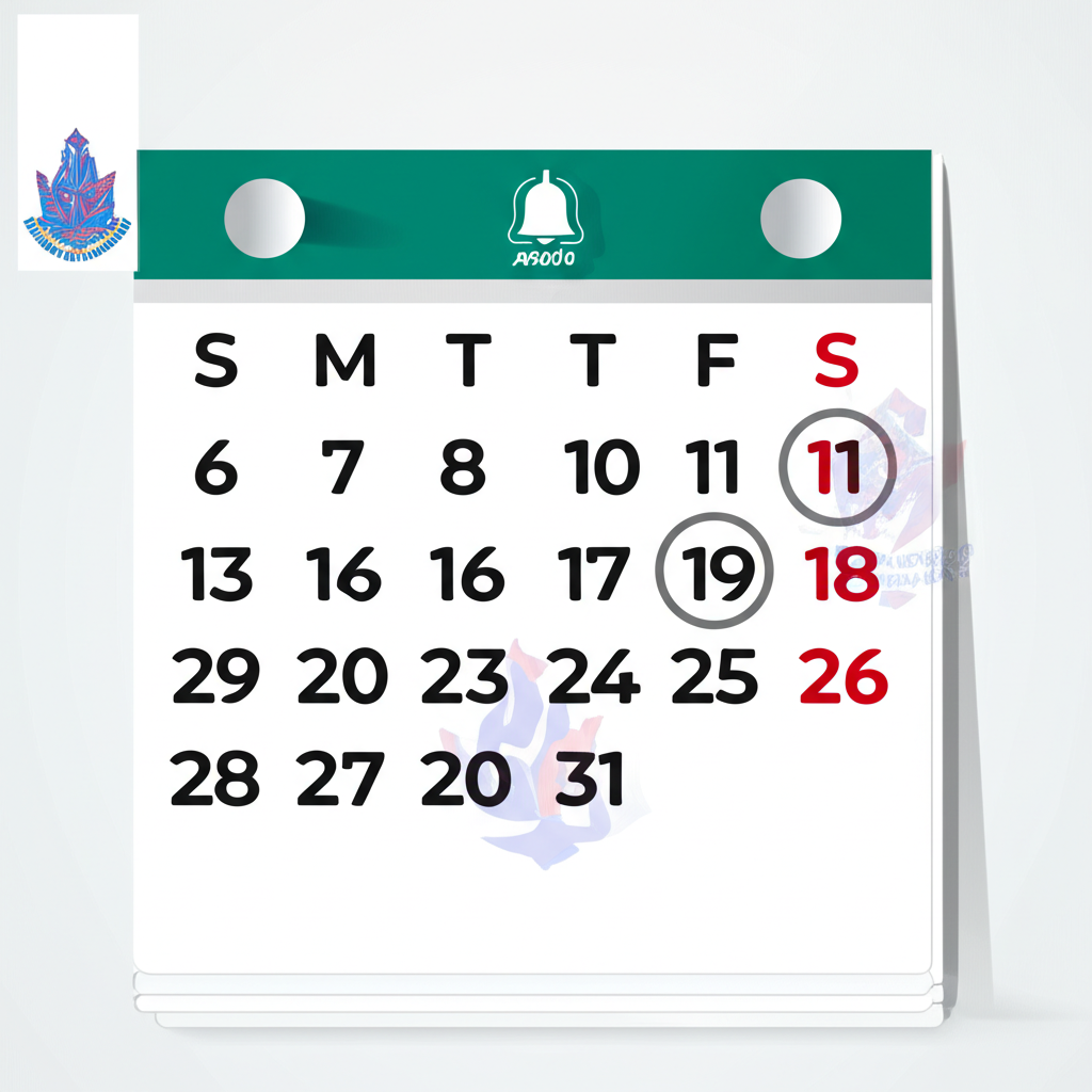 ภาพประกอบหน้าปฏิทินที่เน้นวันที่ต้นเดือน พร้อมกริ่งแจ้งเตือนและโลโก้กระทรวงพาณิชย์ไทย