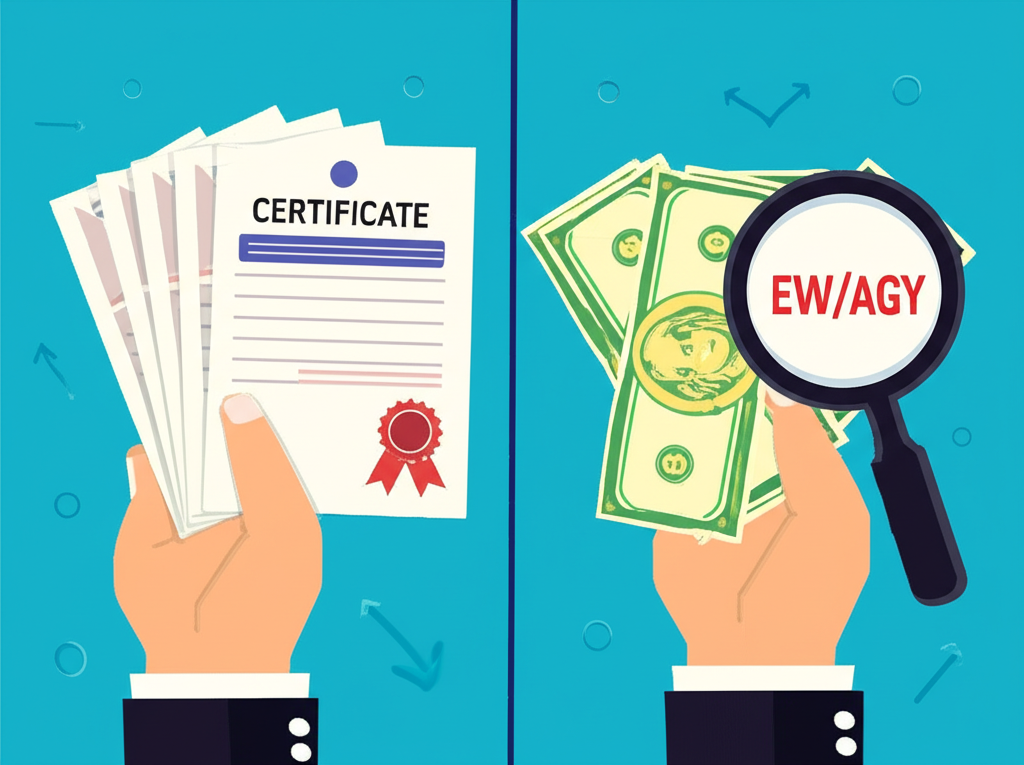 Illustration comparing two distinct financial worlds one with stock certificates and another with currency pairs and leverage
