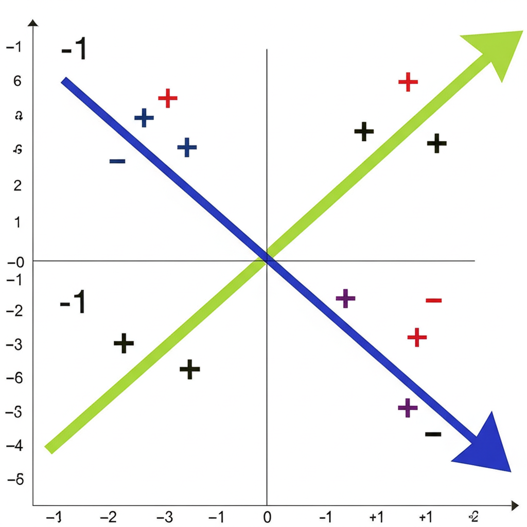 正負相關係數強度線圖示意