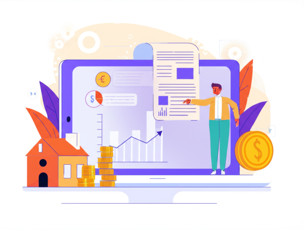 ภาพประกอบบุคคลวางแผนการเงินเพื่อเติบโตความมั่งคั่งและความมั่นคงในอนาคตด้วยเครื่องมือทางการเงิน