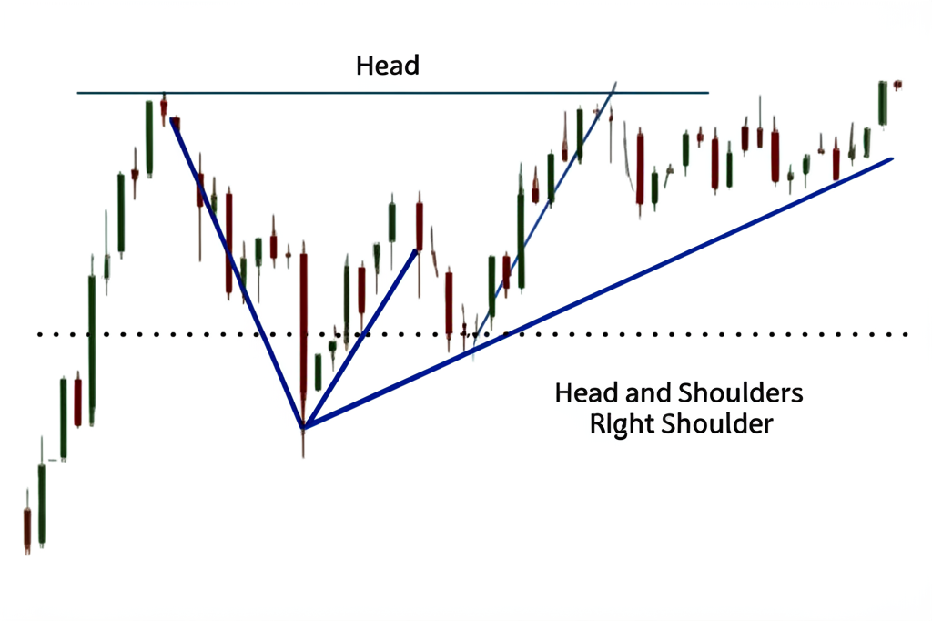 โครงสร้างของรูปแบบ Head and Shoulder ที่ชัดเจน รวมถึงไหล่ซ้าย หัว ไหล่ขวา และเส้นคอ