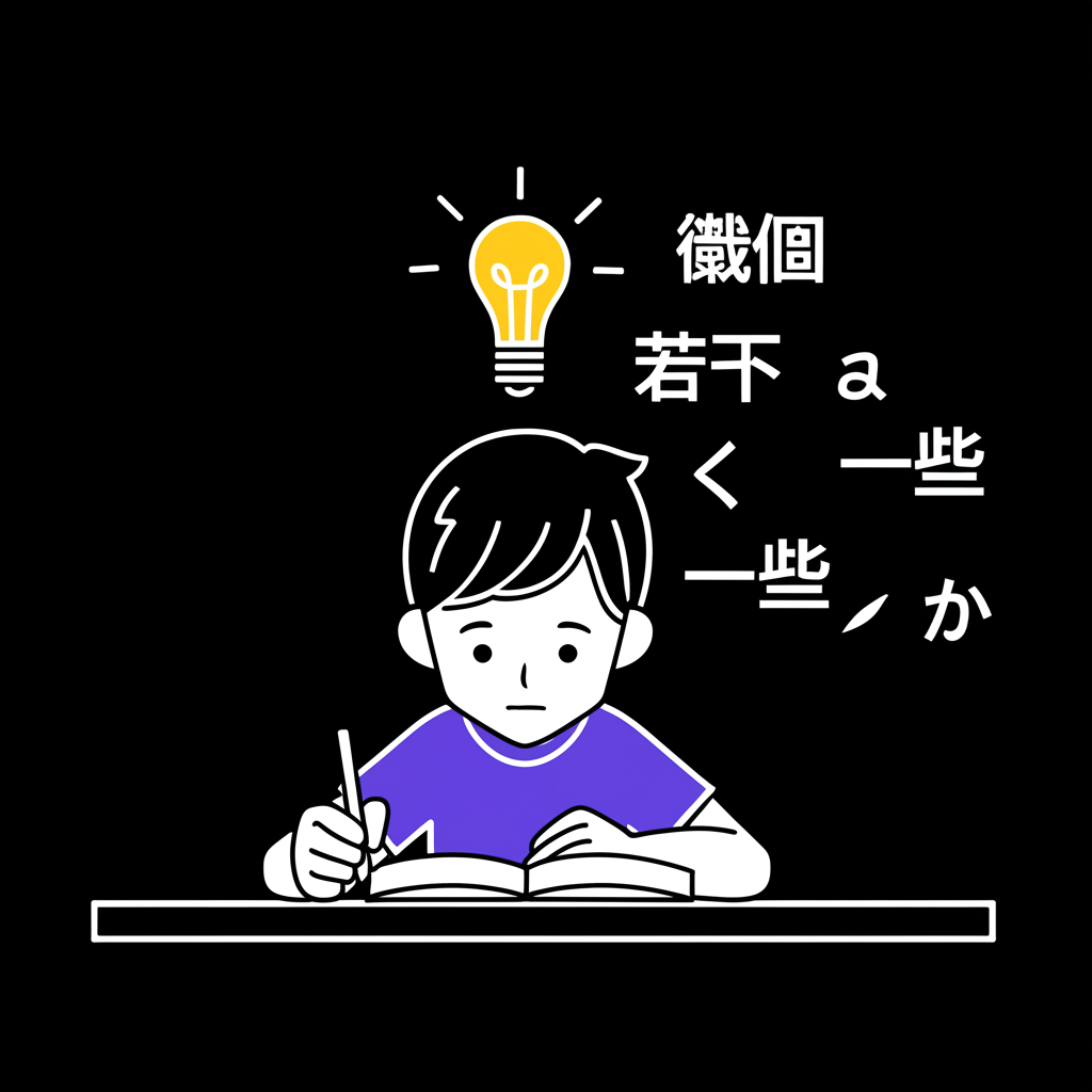 日語學習者研究いくつか詞彙的插圖，包含中文翻譯如幾個、若干、一些的語意細節