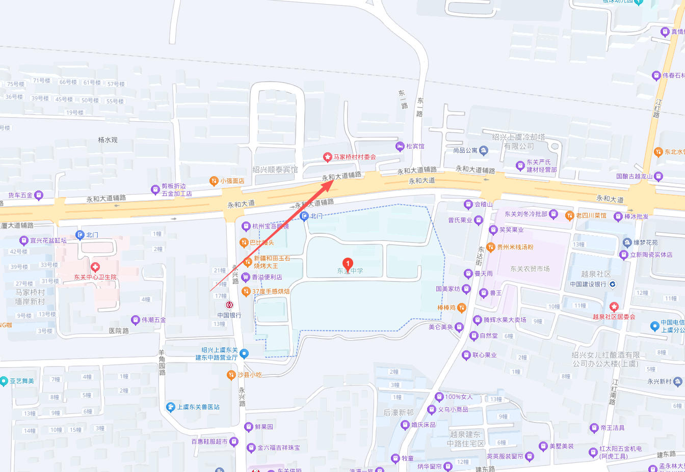 上虞东关中学附近