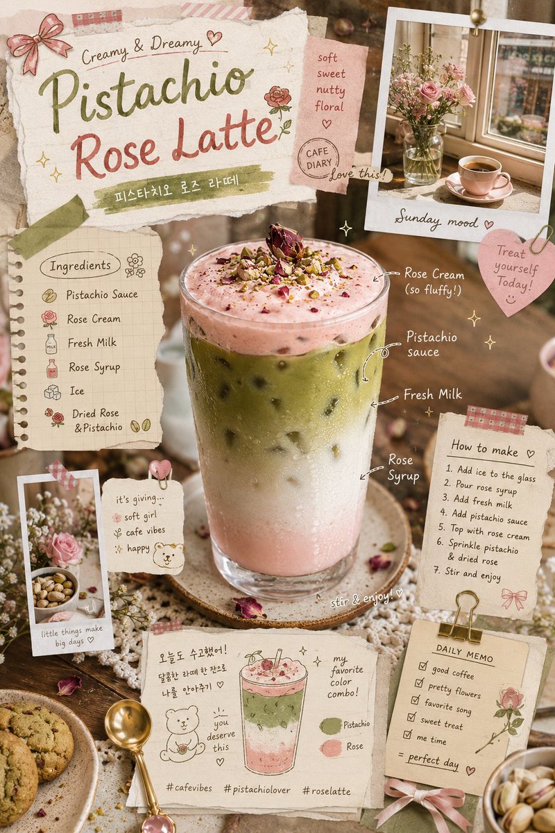 Whimsical retro cafe scrapbook poste…