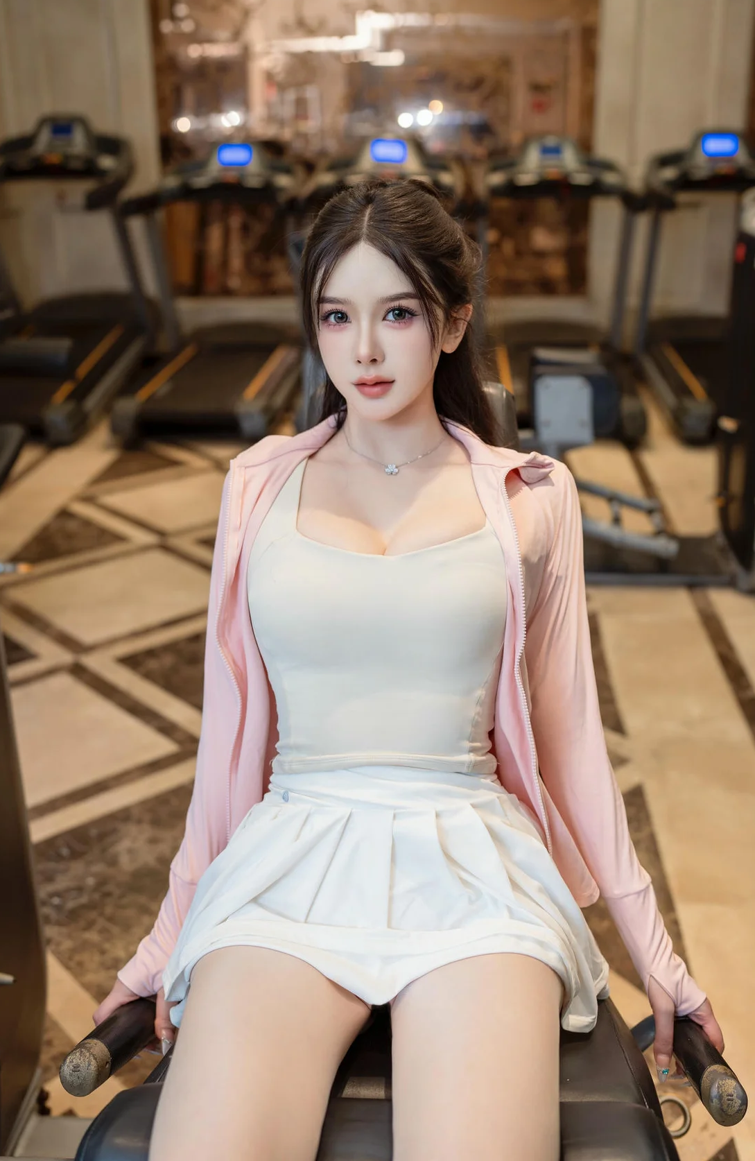 图片[2]-【白色短裙】李丽莎健身美女白色短裙-便宜姬